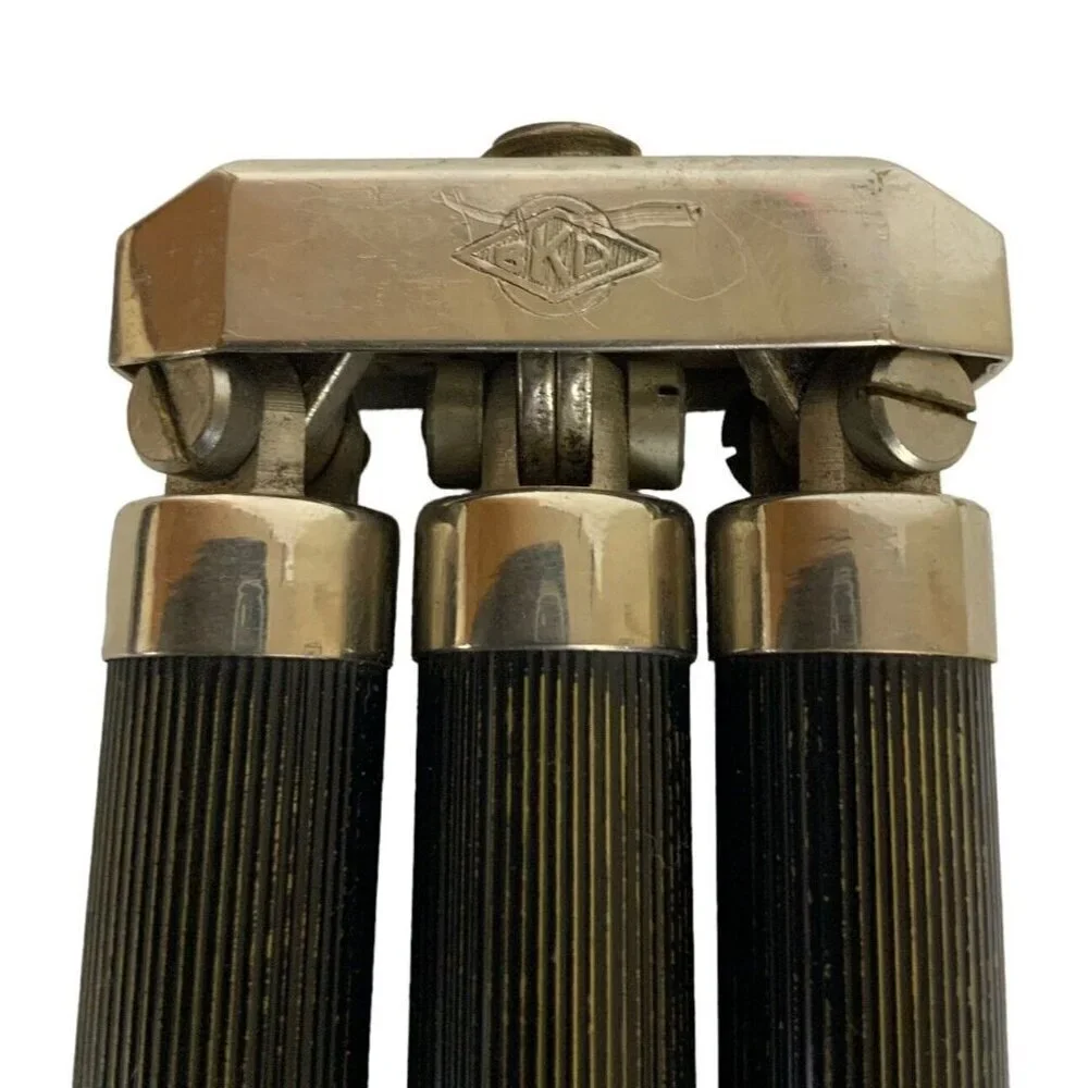 BKD Telescoping Travel Camera Tripod Case Stainless Steel Brass Legs Germany